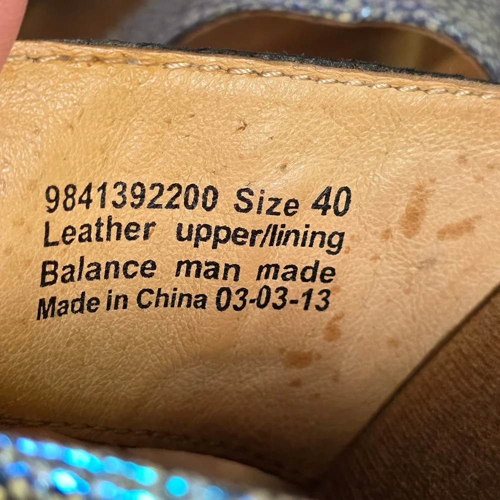 Dansko Sophie Sandals Iridescent Blue Leather Platform Wedge Womens 40 ‎ 9.5